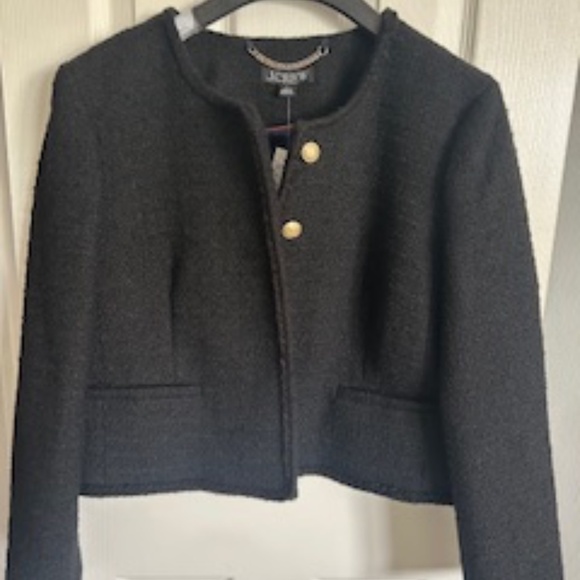 NWT J.Crew Louisa Lady Jacket In Maritime Tweed Size 12 Black - Picture 11 of 16